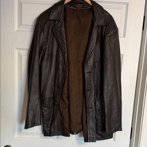 Men's VINTAGE Dark Brown Leather Trench Coat